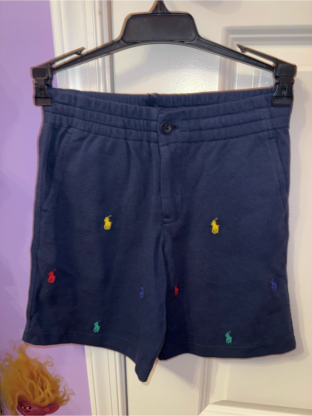 Polo by Ralph Lauren Navy Shorts with Multicolor Pony Embroidery